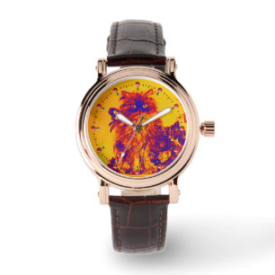 KITTKATZE/KÜCHE MIT ROSE Lila blaues Orange Armbanduhr