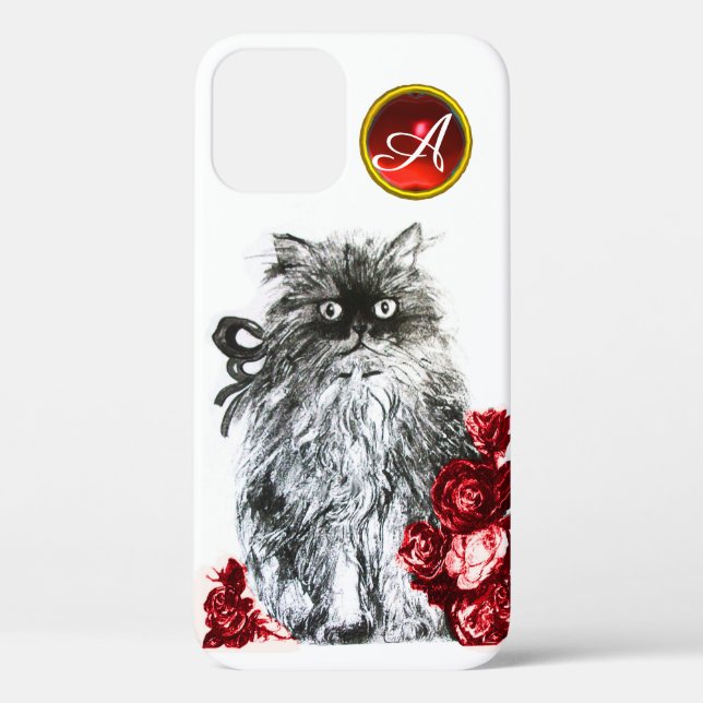 KITTKATZE, KÜCHE MIT ROTE ROSEN GEM MONOGRAM, weiß Case-Mate iPhone Hülle (Rückseite)