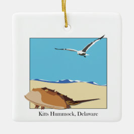 Kitts Hummock, DE Horseshoe Crab Seagull Beach Keramikornament