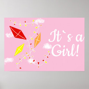 Kitts in Sky Pink Es ist eine Girl Baby Dusche Poster