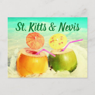 Kitts & Nevis Kokosnüsse Postkarte
