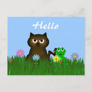 Kitty and Frosch Hello Postcard Postkarte
