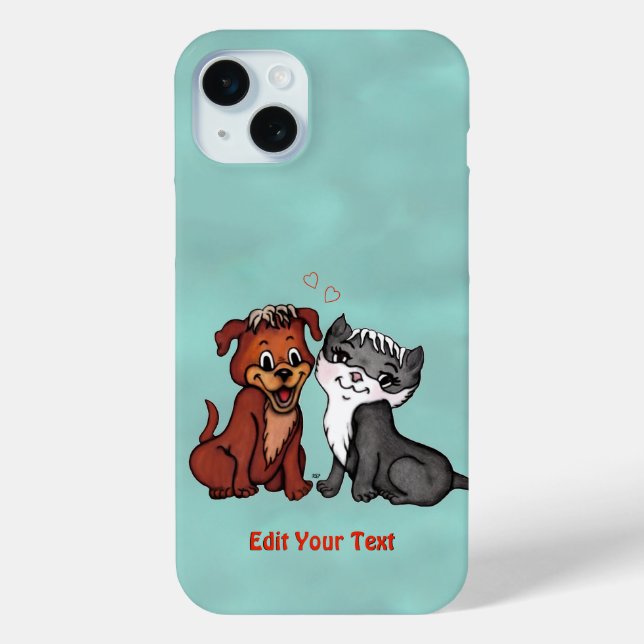 Kitty and Puppy , bearbeiten Sie Ihren Text Case-Mate iPhone Hülle (Rückseite)
