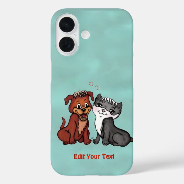 Kitty and Puppy , bearbeiten Sie Ihren Text Case-Mate iPhone Hülle (Rückseite)