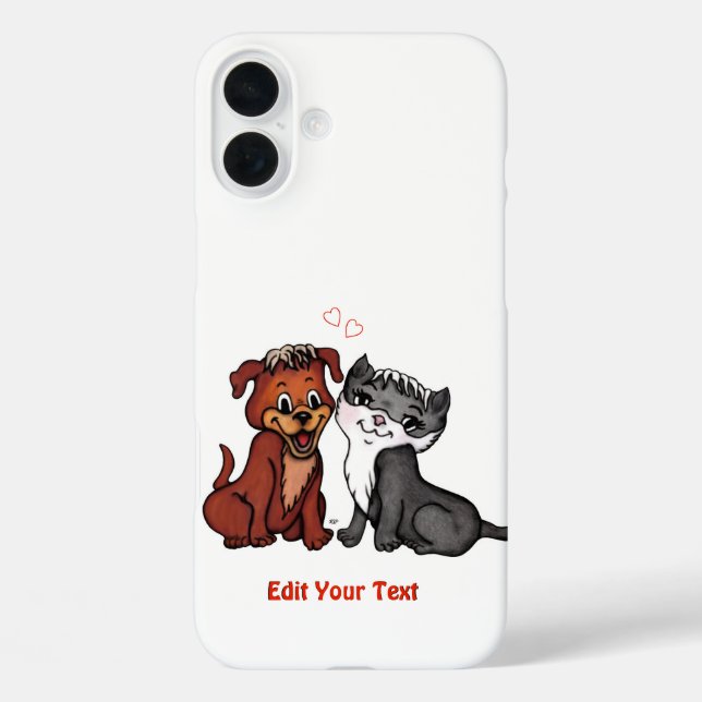 Kitty and Puppy , bearbeiten Sie Ihren Text Case-Mate iPhone Hülle (Rückseite)