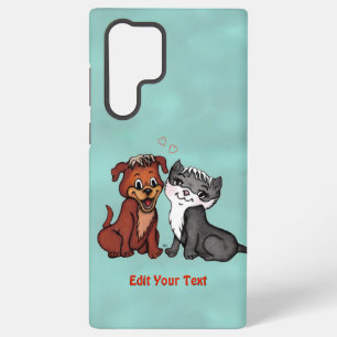 Kitty and Puppy , bearbeiten Sie Ihren Text Samsung Galaxy Hülle