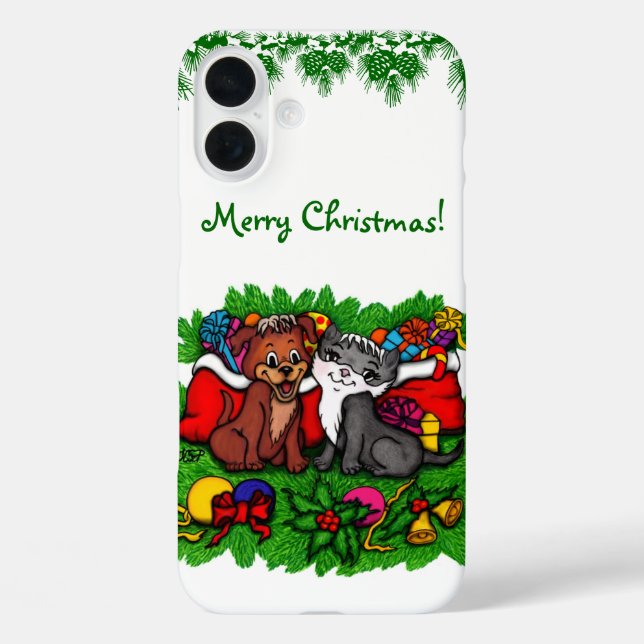 Kitty and Puppy , Happy XMas Case-Mate iPhone Hülle (Rückseite)
