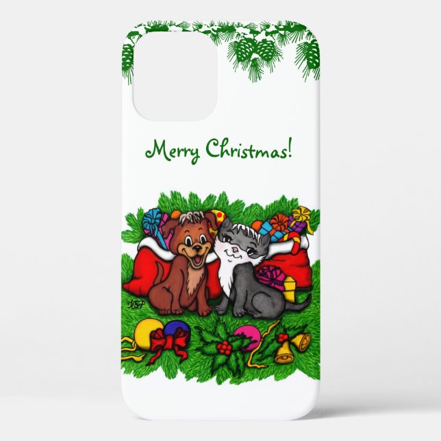 Kitty and Puppy , Happy XMas Case-Mate iPhone Hülle (Rückseite)