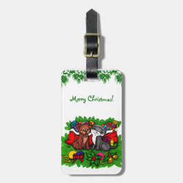 Kitty and Puppy , Happy XMas Gepäckanhänger
