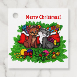Kitty and Puppy , Happy XMas Geschenkanhänger