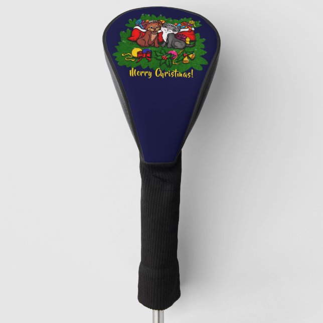 Kitty and Puppy , Happy XMas Golf Headcover (Vorderseite)