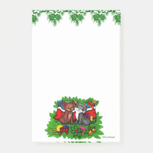 Kitty and Puppy , Happy XMas Post-it Klebezettel