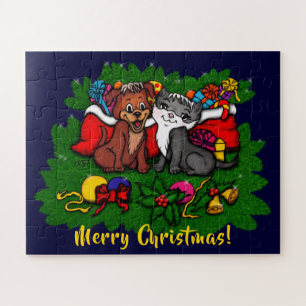 Kitty and Puppy , Happy XMas Puzzle