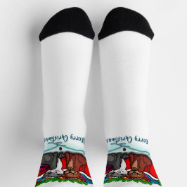 Kitty and Puppy , Happy XMas Socken