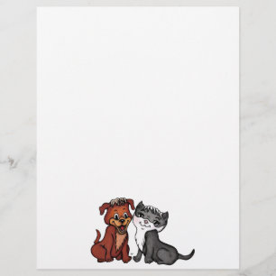 Kitty and Puppy Letterhead Briefbogen