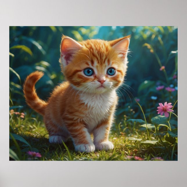 *~* Kitty AP68 5:4 Fluffy ORANGE Feline Kitten Poster (Vorne)