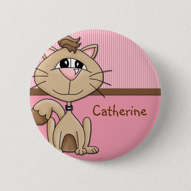 Kitty-Bart-NamensAbzeichen-Geburtstags-Knopf Button (Vorderseite)