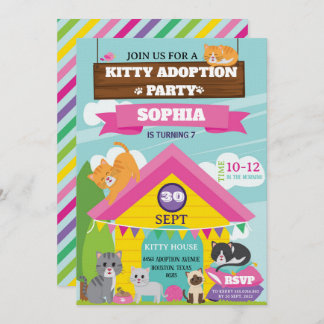 Kitty Birthday Invitation / Girl Kitten Party Einladung