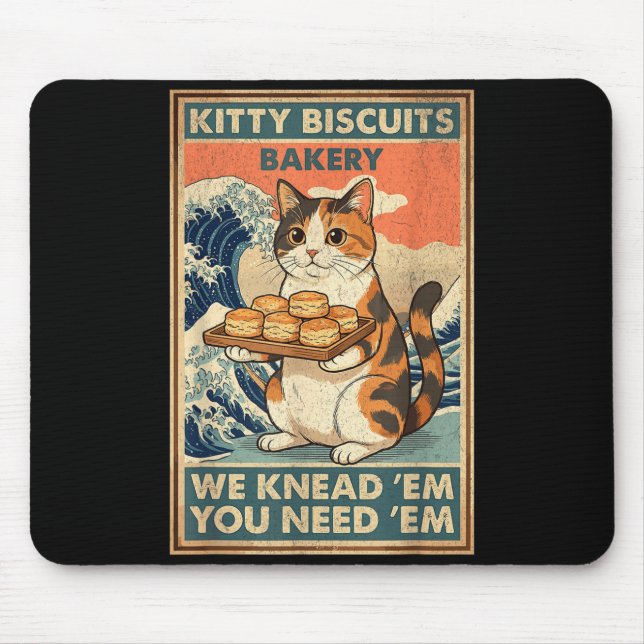 Kitty Biscuits Bäckerei große Welle Katze Knet Mem Mousepad (Vorne)