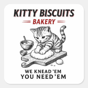 Kitty Biscuits Bäckerei Quadratischer Aufkleber