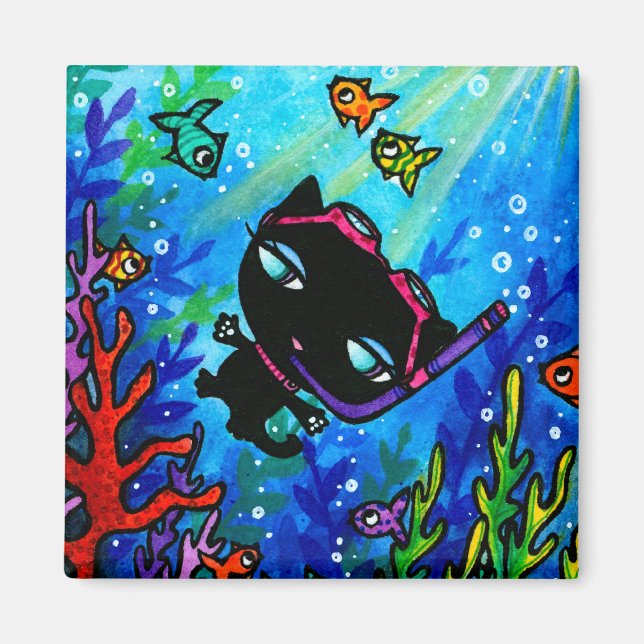 Kitty Bobbin schwimmt mit dem Fish Cat Magnet (Vorne)
