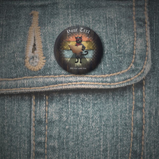 Kitty Buccaneers Sunset Quest Button (Kitty Buccaneer's Sunset Quest 1 Inch Round Button)