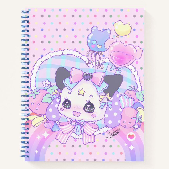 Kitty bunny - faikei, kawaii niedlich, pastellrosa notizbuch (Vorderseite)