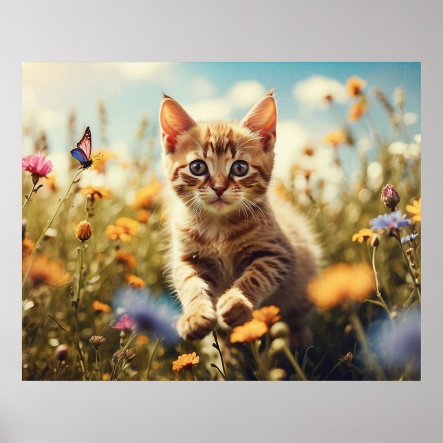 *~* Kitty Butterfly Blume 5:4 Kätzchen AP68 Poster (Vorne)
