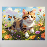 *~* Kitty Calico Blume 5:4 Kitten Cat AP68