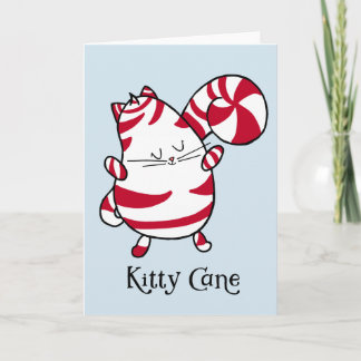 Kitty Cane Candy Cane Christmas Blank Inside Card Feiertagskarte