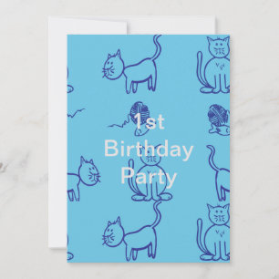 Kitty Cat 1. Geburtstag Einladung