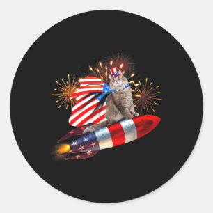 Kitty Cat 4. Juli Rakete mit Fireworks US sa Pa Runder Aufkleber