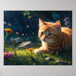 *~* Kitty Cat 5:4 Feline Kitten Blume Poster