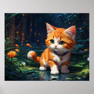 *~* Kitty Cat 5:4 Feline Kitten Orange Tabby Poster