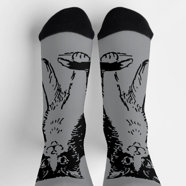 Kitty Cat auf Grau Fine Art Socken (Oben)