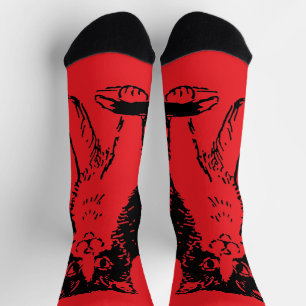 Kitty Cat auf Red Fine Art Socken