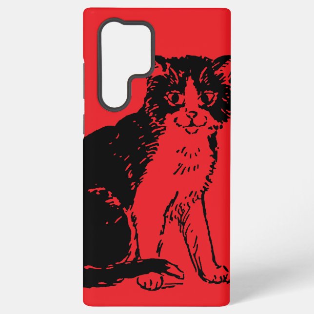 Kitty Cat auf roter Fine Art Samsung Galaxy Hülle (Rückseite)