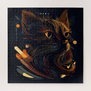 Kitty Cat auf schwarzem Rätsel Puzzle