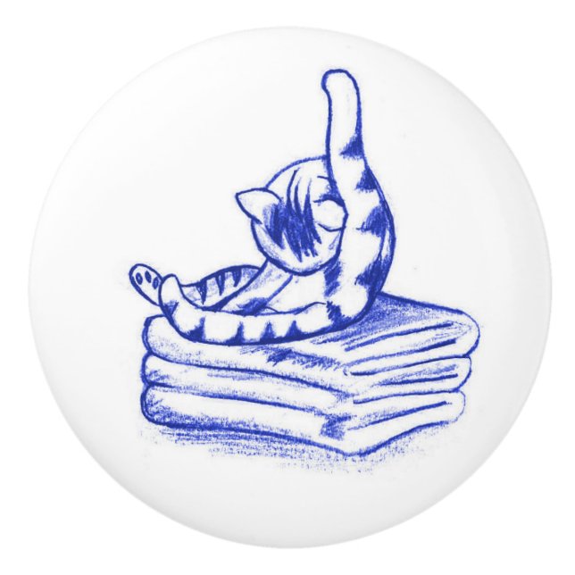 Kitty Cat Badezimmer Toile Look Keramikknauf (Vorderseite)