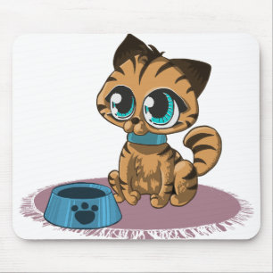 Kitty Cat Big Eyes Oars Animal Pet spielend Mousepad