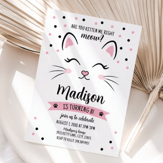 Kitty Cat Birthday Einladung