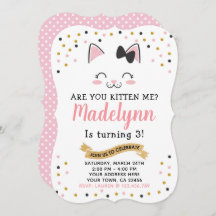 Kitty Cat Birthday Einladung