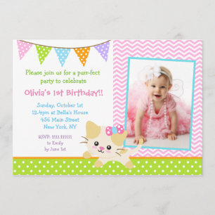 Kitty Cat Birthday Einladungen