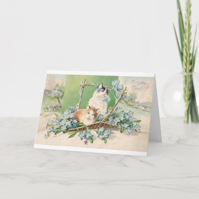 Kitty Cat Birthday Greetings Karte (Vorderseite)