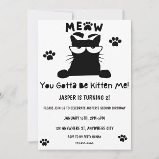 Kitty Cat Birthday Kitten Pawty Einladung