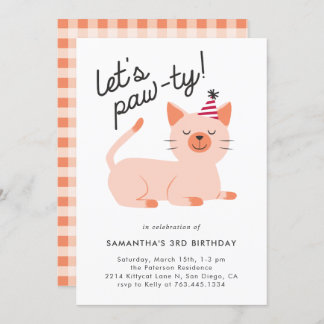Kitty Cat Birthday Party Einladung