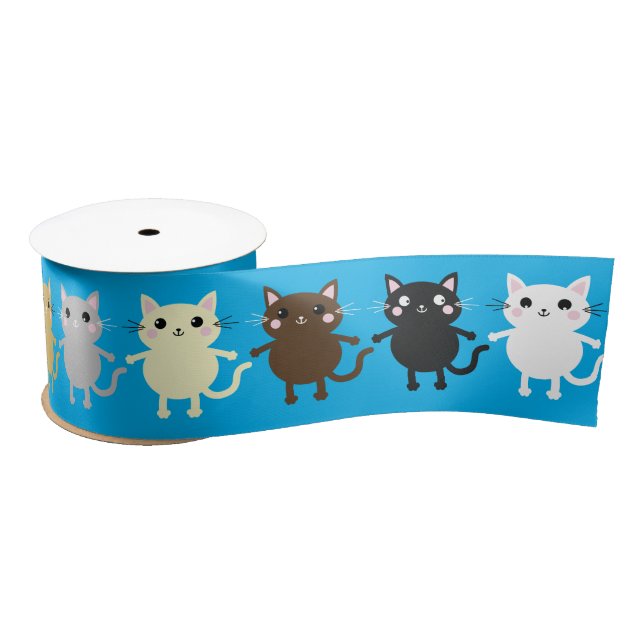 Kitty Cat Birthday Party Kinder Satinband (Spule)