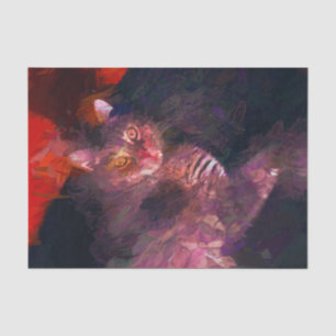 Kitty Cat Boho Lila Rotes Abstraktes Kunstdesign Seidenpapier