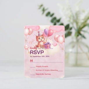Kitty Cat Celebration Birthday Response Card RSVP Karte