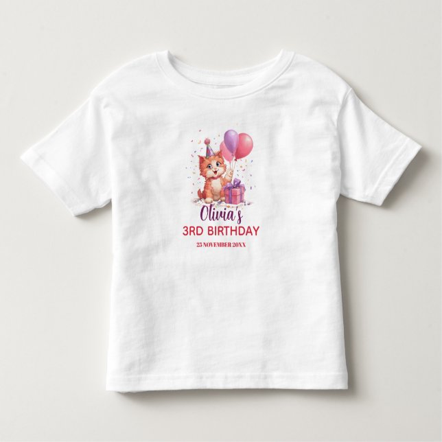 Kitty Cat Celebration Geburtstag Kleinkind T-shirt (Vorderseite)